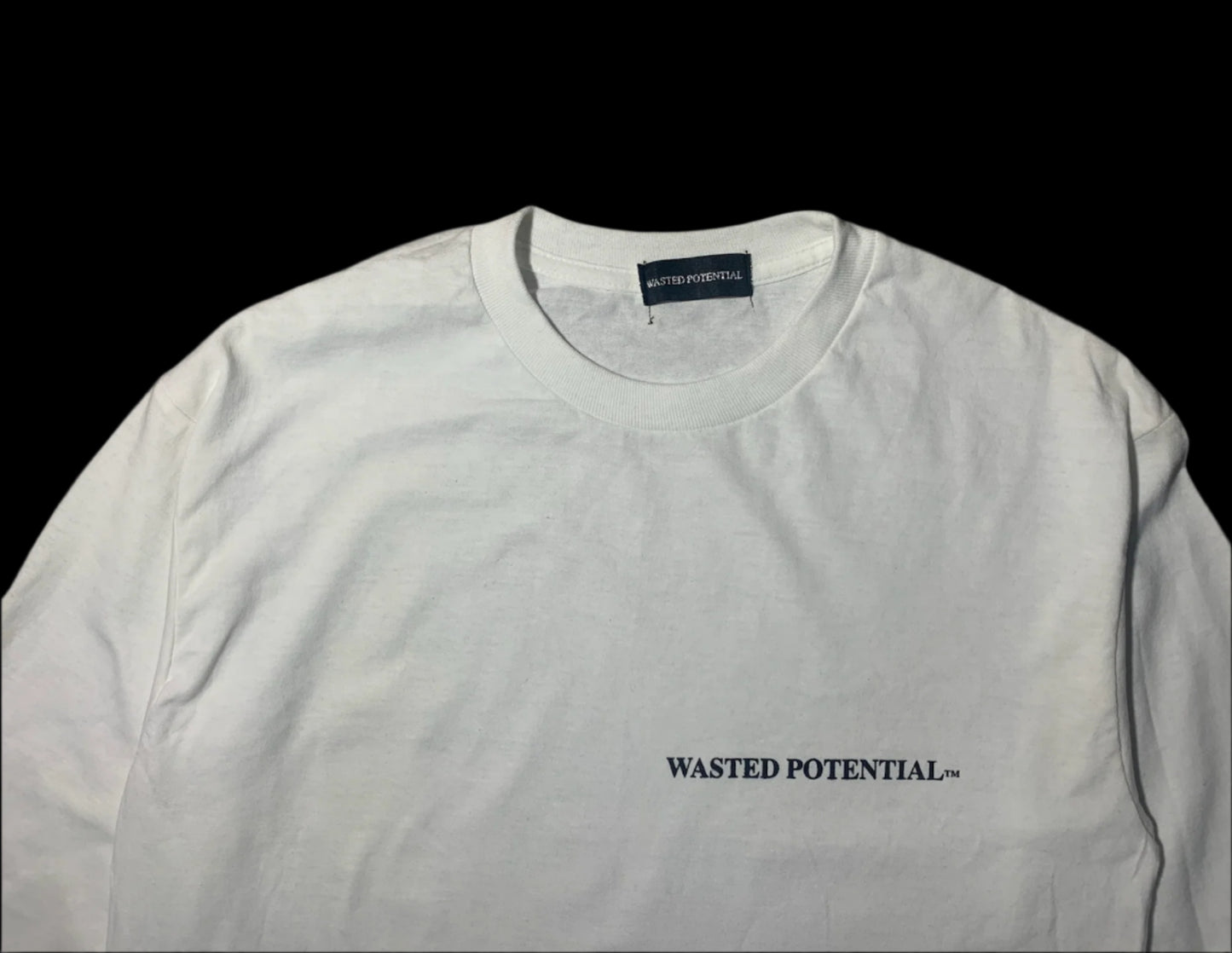 WASTED POTENTIAL White Staple Logo Long Sleeve Tee