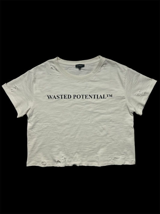 Cropped Distressed Logo Tee