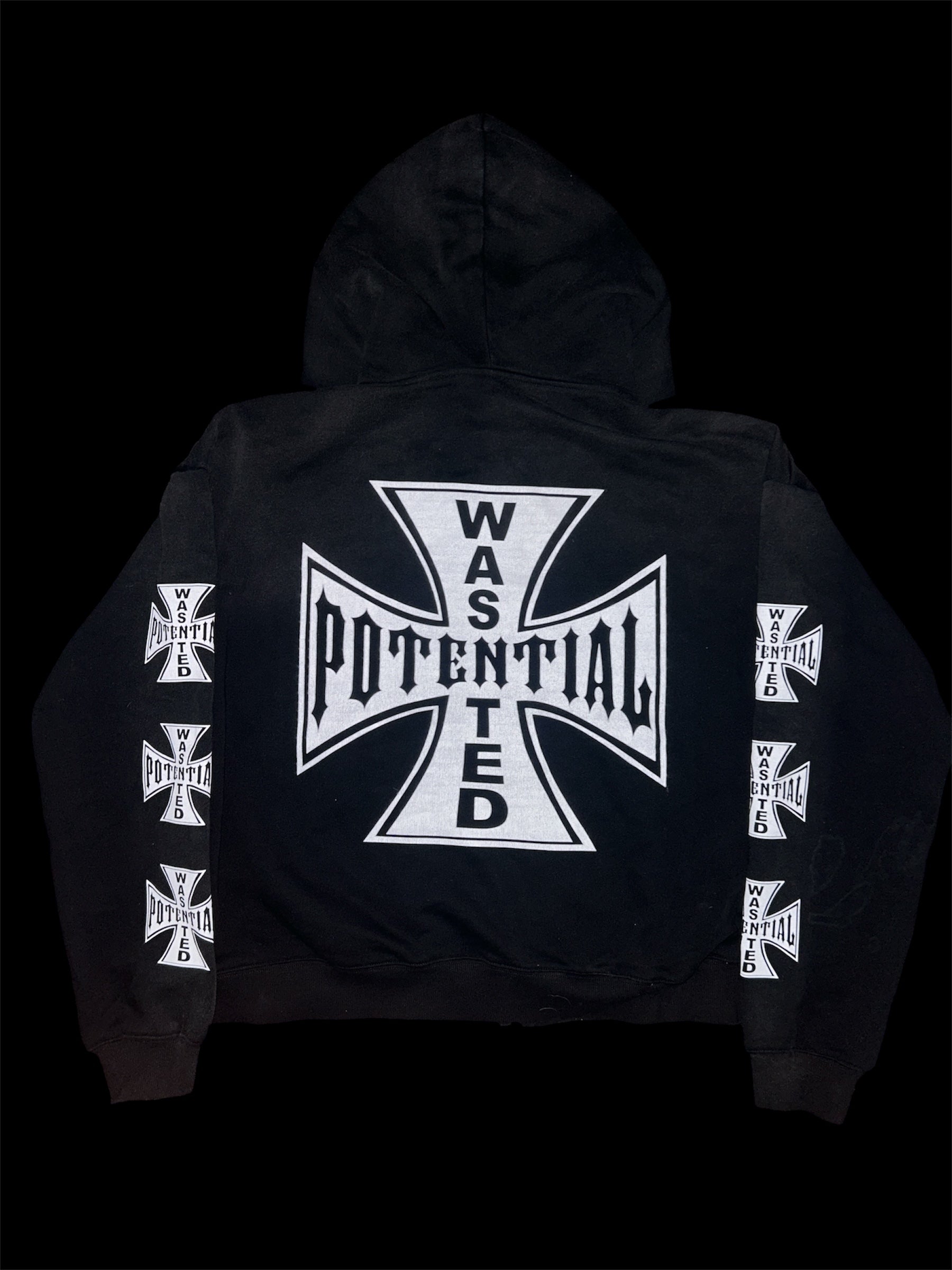 Studded Iron Cross Zip Up Hoodie – WASTED POTENTIAL
