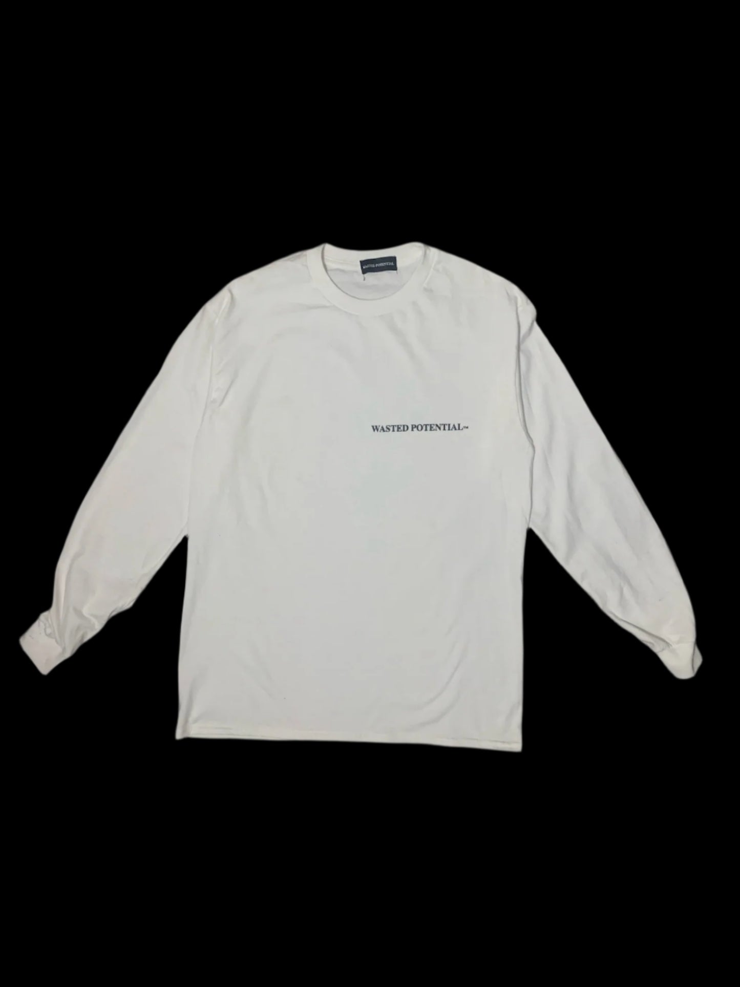 WASTED POTENTIAL White Staple Logo Long Sleeve Tee